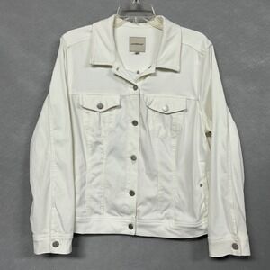 NEW Liverpool Denim Jacket Women's XL White Button Up Old Money Quiet Luxury